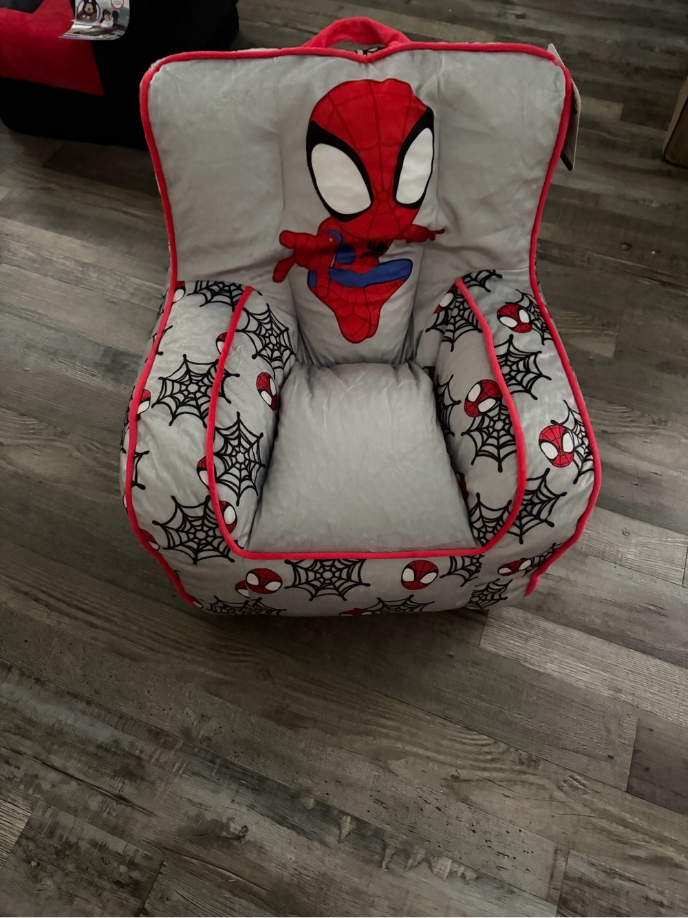 Kids Superhero Plush Chair - Red/Grey